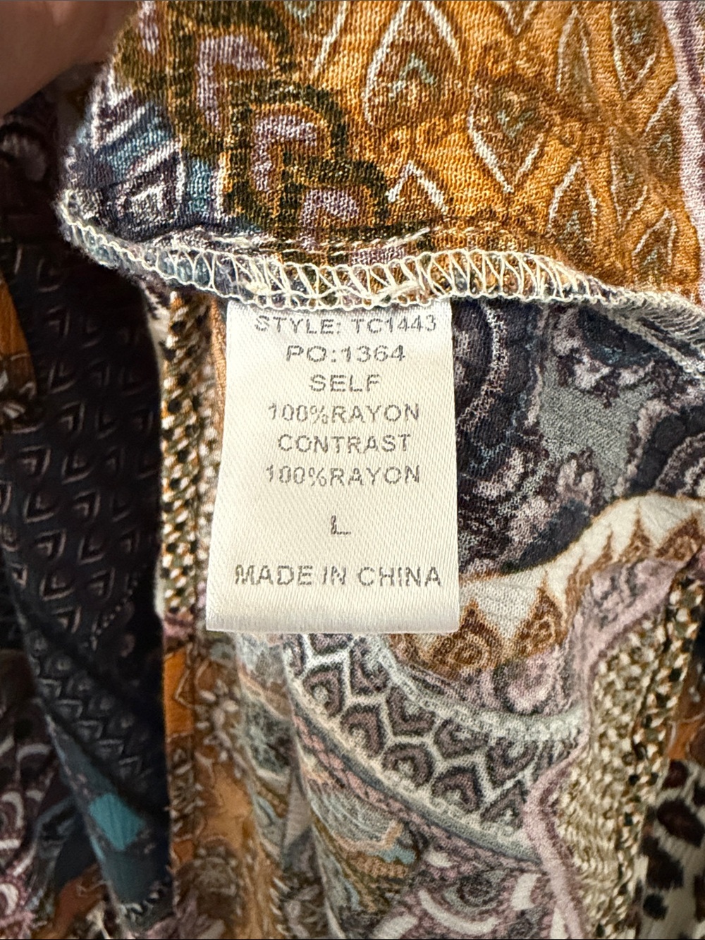 Gigio Multicolor Patchwork V-Neck Tunic — Teal, Mustard & Ivory - Picture 6 of 8